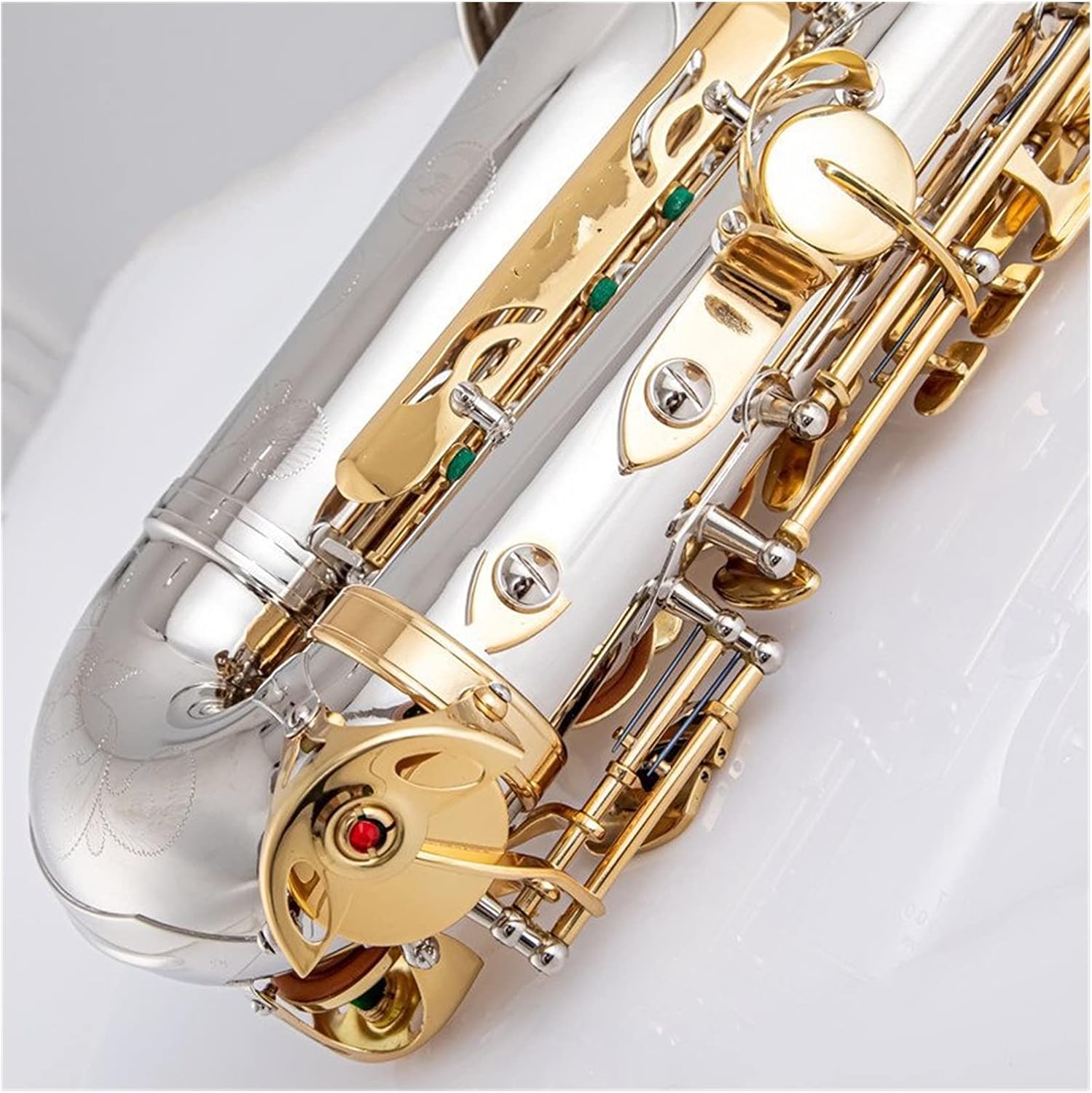 Alto Saxophone Nickel Plated Gold Key Professional Sax Mouthpiece with Case and Accessories Student Saxophone