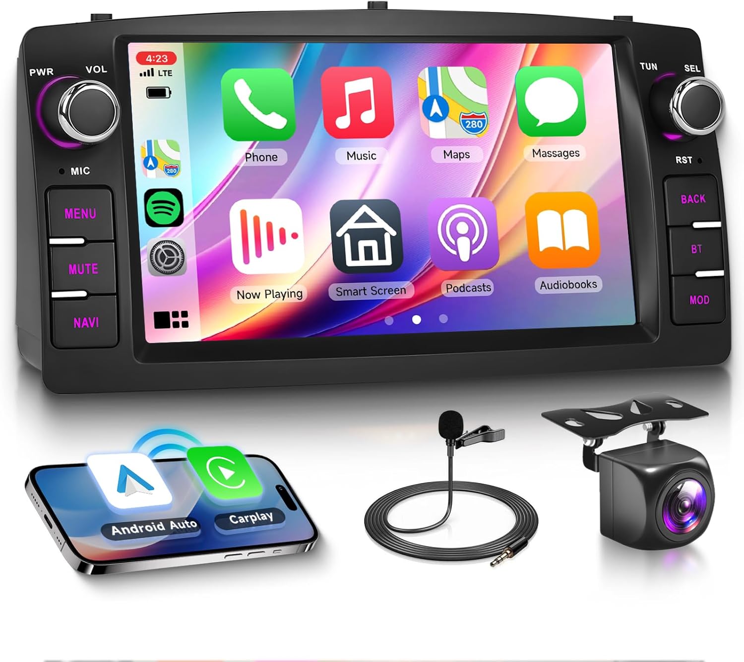 2G+64G Radio for Toyota Corolla E120 E130 2000-2006,Wireless Car Play Stereo with 9inch 1080P IPS Touch Screen,AHD IP69 Backup Camera, Android Auto Bluetooth 16EQ MirrorLink RCA GPS SWC FM/RDS Radio