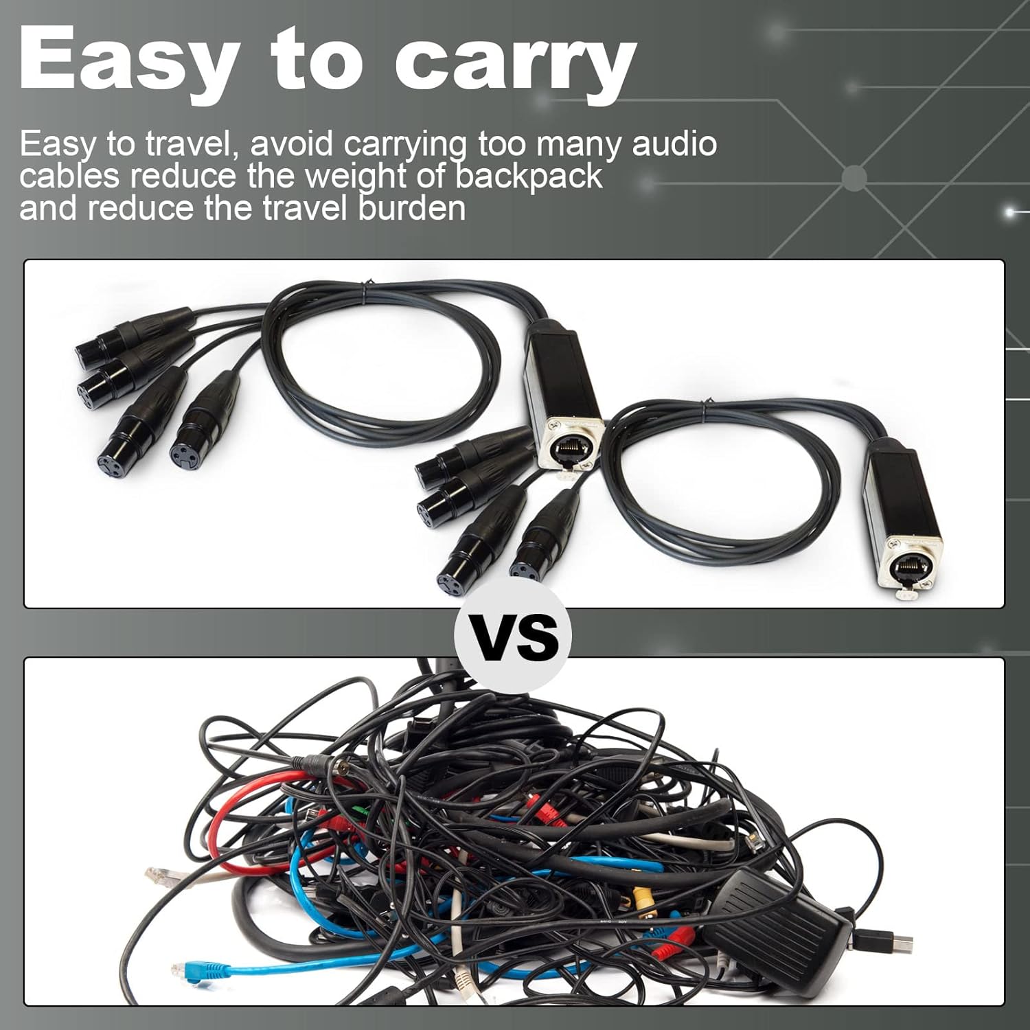 Jamesin 4-Channel 3-Pin XLR to Ethercon Snake Cable with Cat6 Shielding, 25FT