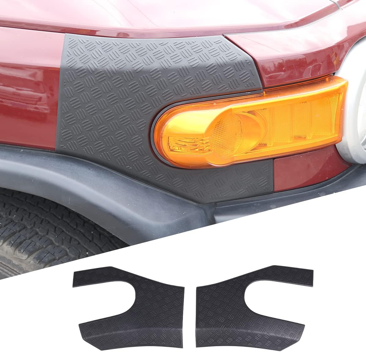 Body Armor Corner Guards Compatible with Toyot@ FJ Cruiser 2007-2021, Front Fog Light Side Cowl Body Armor Outer Cowl Covers Corner Guards Trim, 2PCS (Front Fog Light)