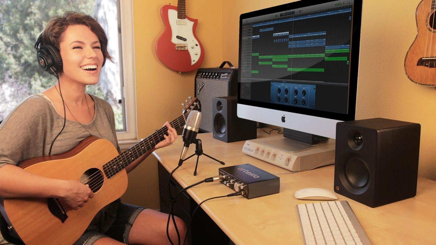 Artesia ARB-4 Recording Bundle - Professional 24-bit USB Audio Interface with Studio Monitor Headphones+ Cardioid Condenser Microphone + Desktop Headphone Hanger + Mic Cable + Bitwig studio 8