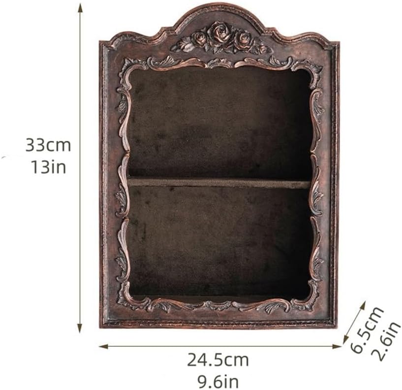 Retro Hollow Flower Wall Storage Shelves, 2 Layer Resin Floating Shelf, Classic Style, Floating Shelves, Wall Mounted Container, Art Decoration, Living Room, Bedroom, Kitchen (White)