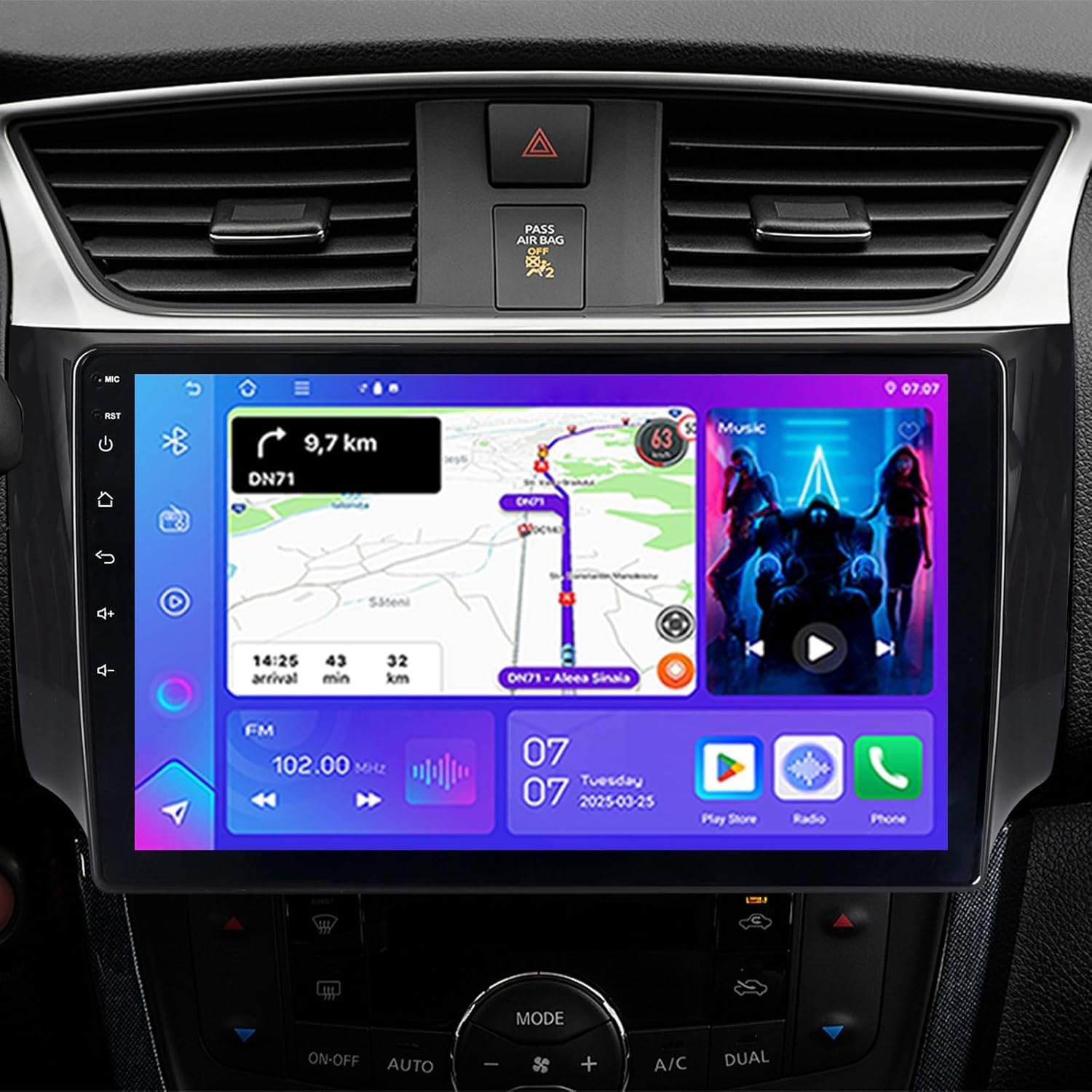 ASURE Android 15 Car Stereo Radio for Nissan Sentra 2016 2017 – 10.1'' HD IPS Touchscreen with Wireless CarPlay & Android Auto – 4+64G Upgrade Radio Bluetooth GPS DSP SWC WiFi Navigation Backup Camera