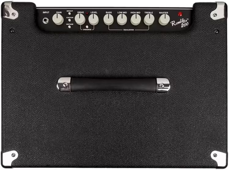 Fender Rumble™ 200 Bass Amplifier Bundle w/Pig Hog PCH10BK Black Woven Instrument Cable, Power Cable, 12x Fender Picks and Liquid Audio Polishing Cloth