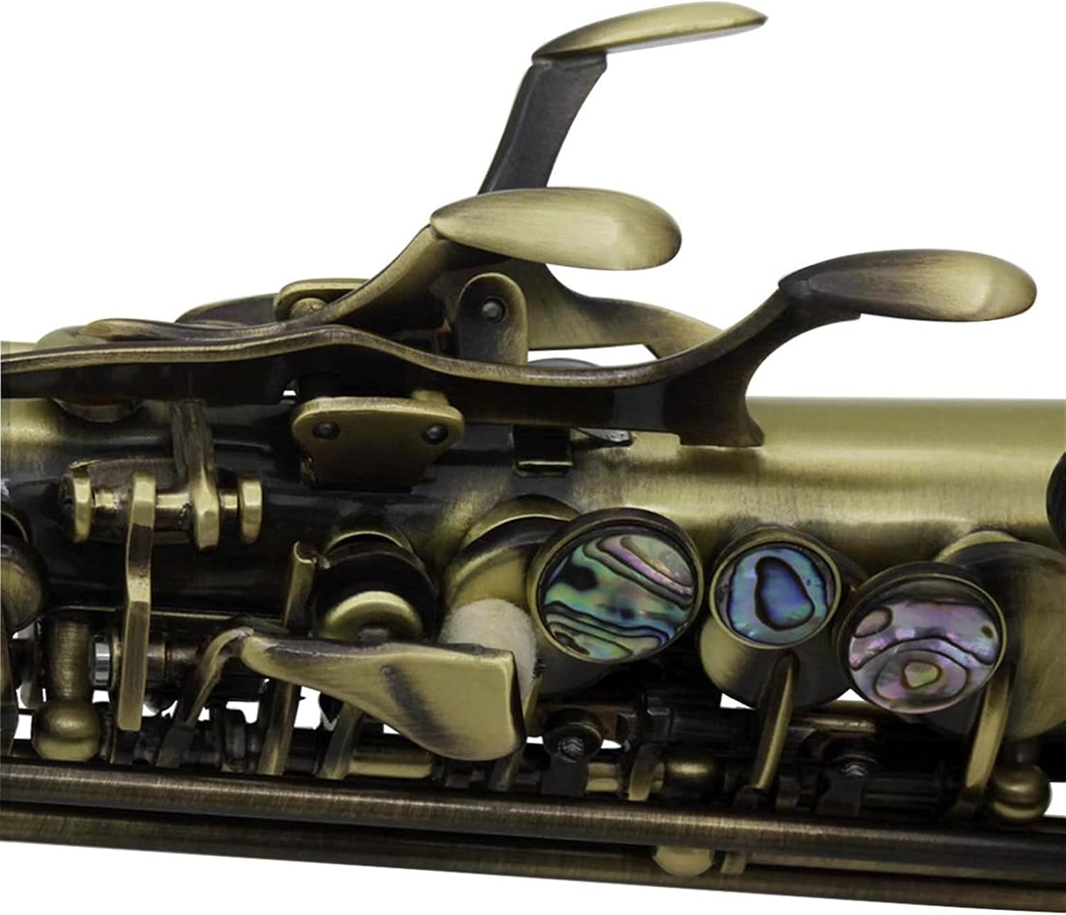 Saxophone Straight B-Flat Soprano Saxophone Antique Bronze Treble Small Elbow Key Type Woodwind Instrument