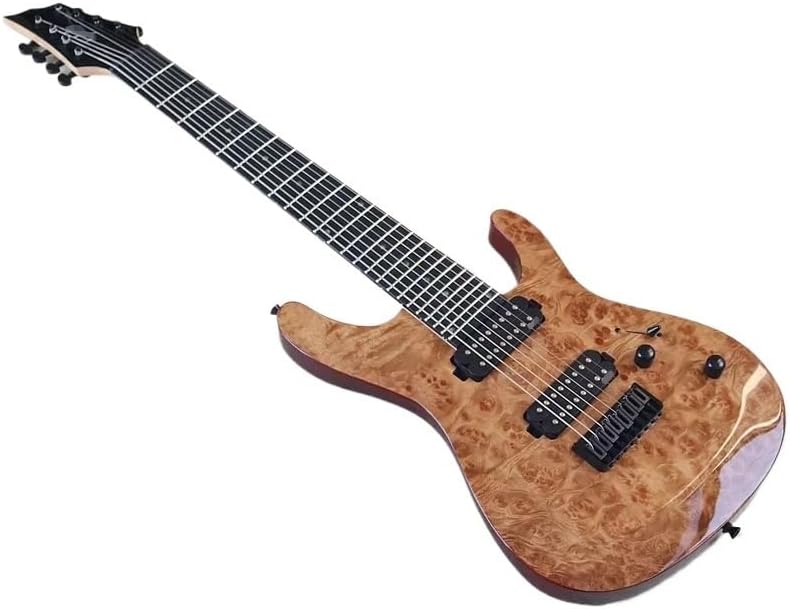 8-String Electric Guitar, 39-Inch Full Size, Natural High Gloss Finish, Tree Burl Top,24-Fret(M1)