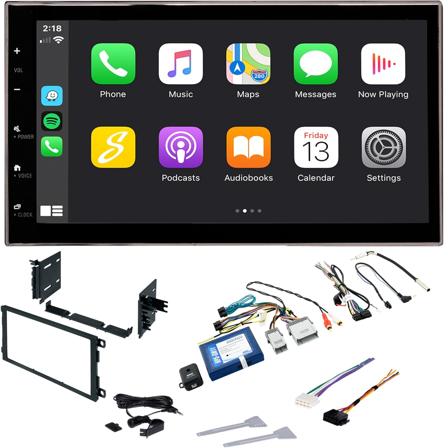 6.8” Double Din Car Stereo Silverado, Sierra, Tahoe, Suburban, Yukon Radio, Android Auto, Certified Apple CarPlay, Bluetooth, Steering Wheel Controls, Complete Kit (2003-2006) | Designed in USA