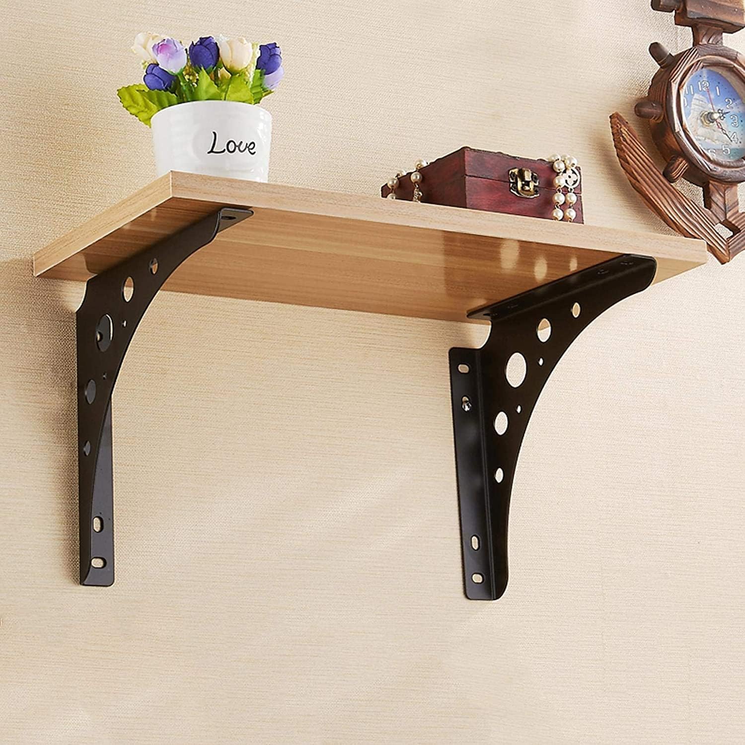 Shelf Brackets & Supports,2Pcs Shelf Bracket Right Angle Bracket Wall Mount Corner Brace Floating Heavy Duty Shelves Support,Triangle Shelving Brackets,Wall Hanging Bookshelf Bracket Frame w, 20x20cm