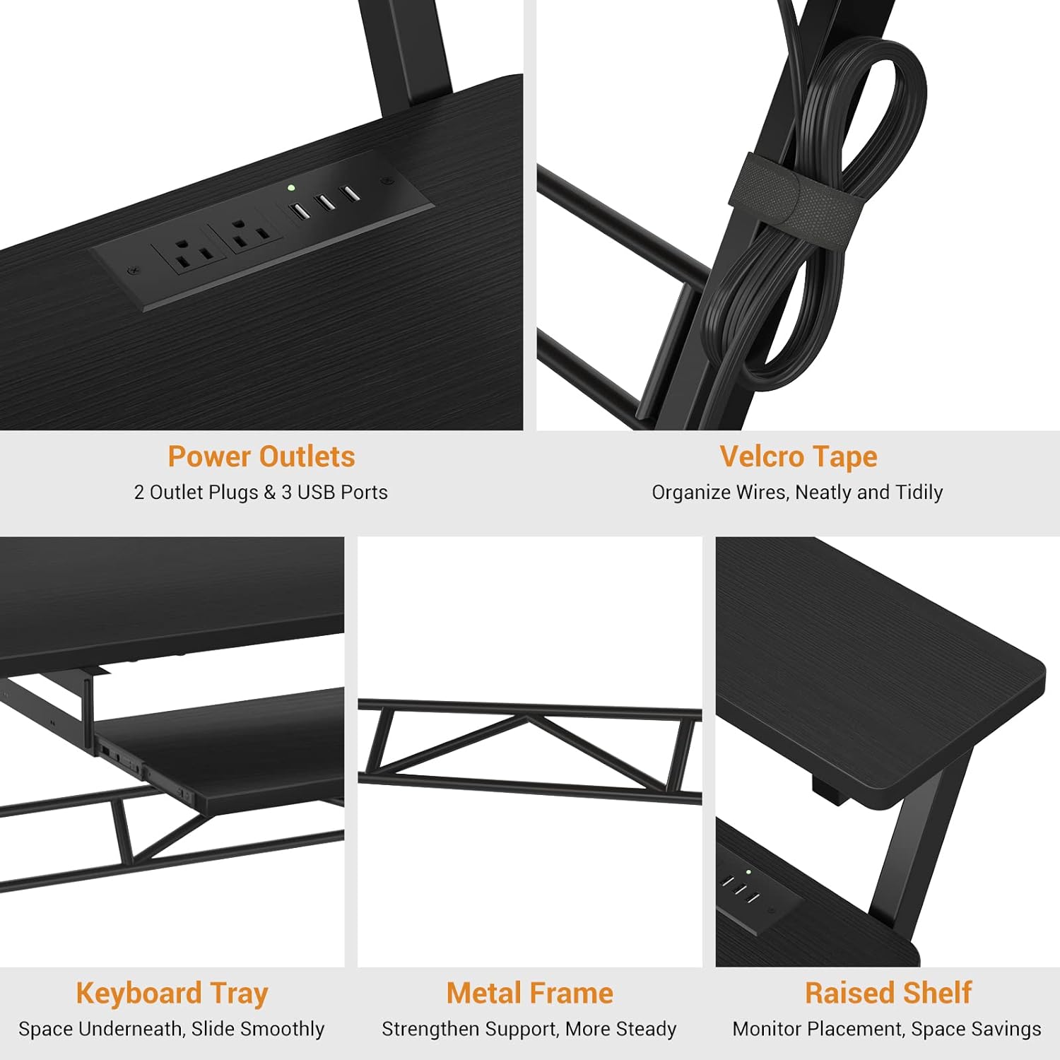 Armocity Music Studio Desk Production Workstation - Recording Studio Desk for Producer with Power Outlet, Studio Workstation for Music Recording, Home Studio Table Desk, Black