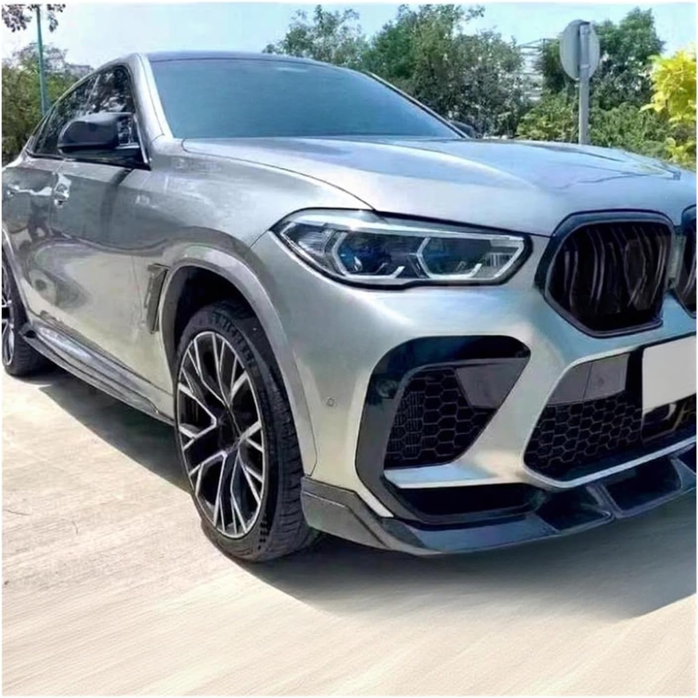 Carbon Fiber Front Bumper Chin Spoiler for BMW F96 X6M 2019-2022 FRP Front Bumper Lip Chin Spoiler Car Styling(Carbon Fiber)