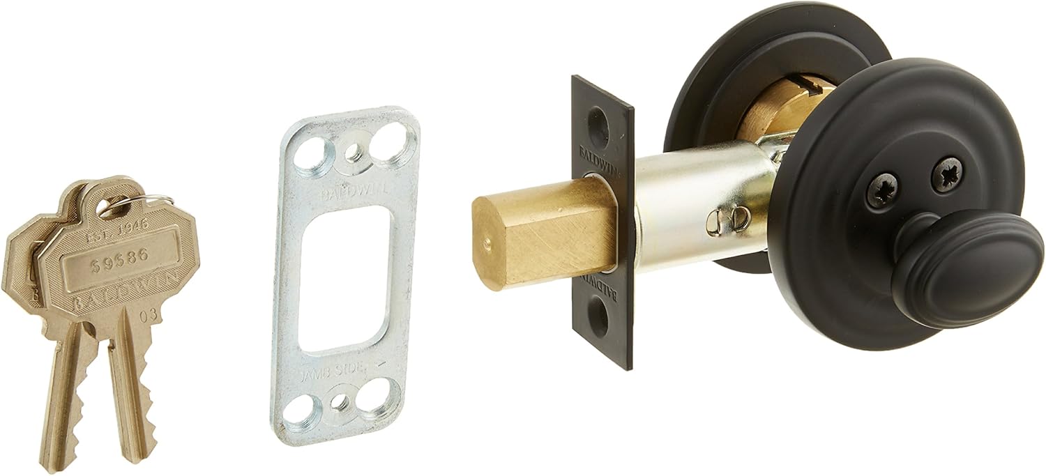 Baldwin 8231190 Images, Traditional Satin Black Keyed Entry Deadbolt