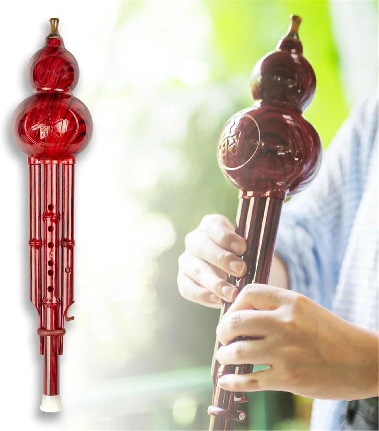 Hulusi Flute C Key 2 Tone Chinese Ethnic Instrument Hulusi Gourd Cucurbit Flute Resin Pipes Color Wind Instrument W/Case