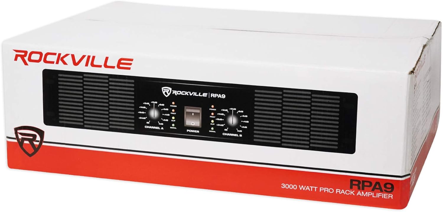Rockville (2) RSG15.24 Dual 15 PA Speakers RPA9 Power Amplifier Amp