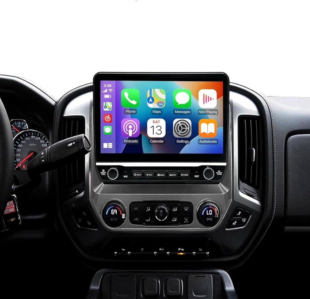 10 inch Touchscreen Car Stereo for Chevy Silverado 2014-2018, Android 15 Double Din Car Radio with Carplay & Android Auto in-Dash Navigation BT Mirror Link WiFi Backup Camera 2+64G