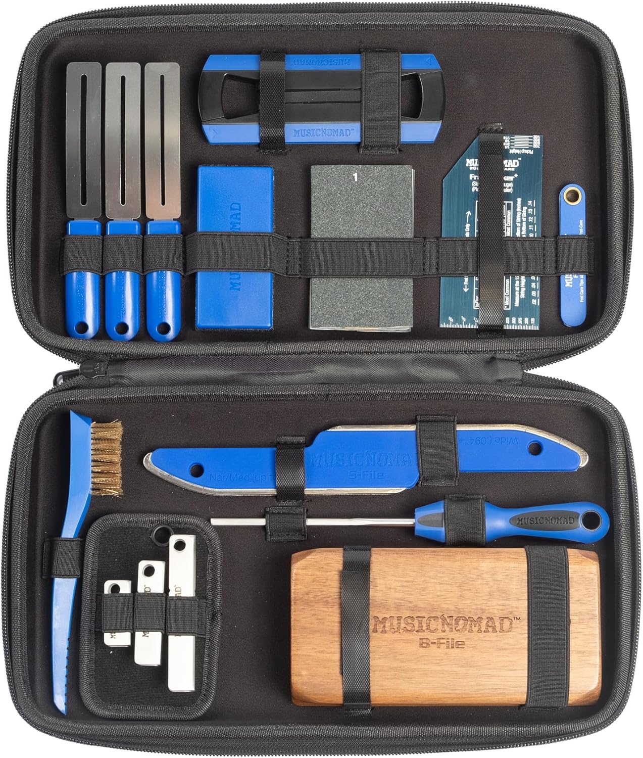MusicNomad Premium Guitar Tech Fret Tool Set - 18 pc. kit for leveling, crowing, beveling, polishing (MN880)