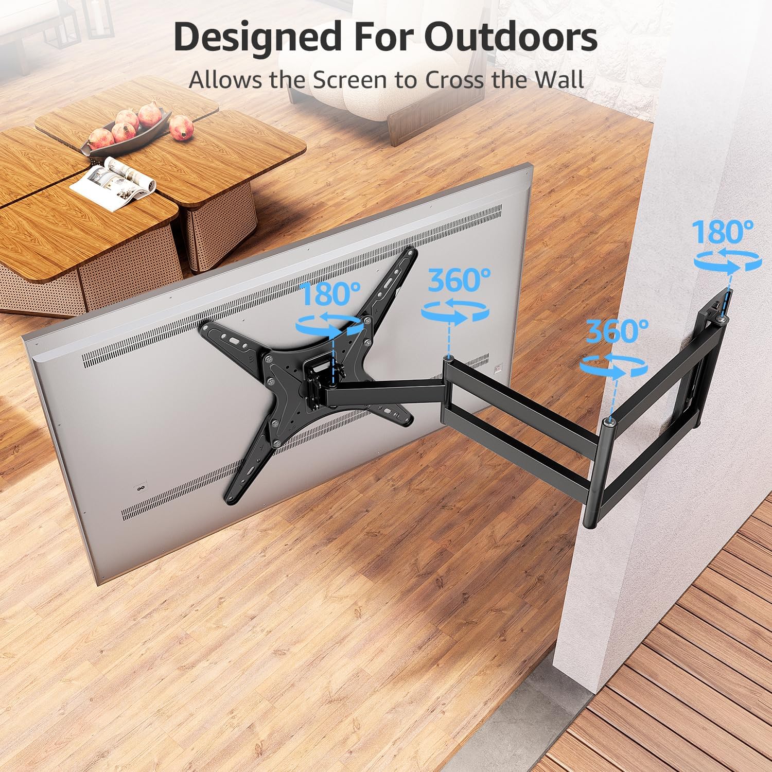MOUNTUP Outdoor Long Arm TV Wall Mount for 26-65