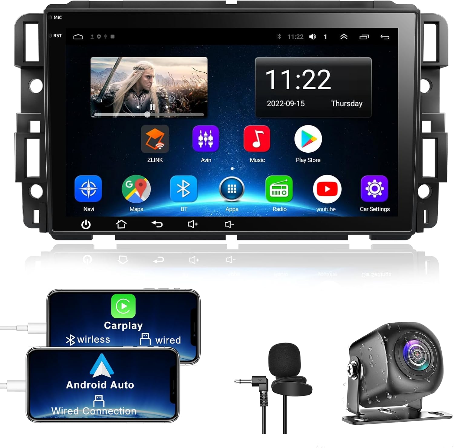4+64 Android 13 Car Stereo Radio for Chevy Silverado Impala GMC Sierra Buick Enclave 2007-2012, 8