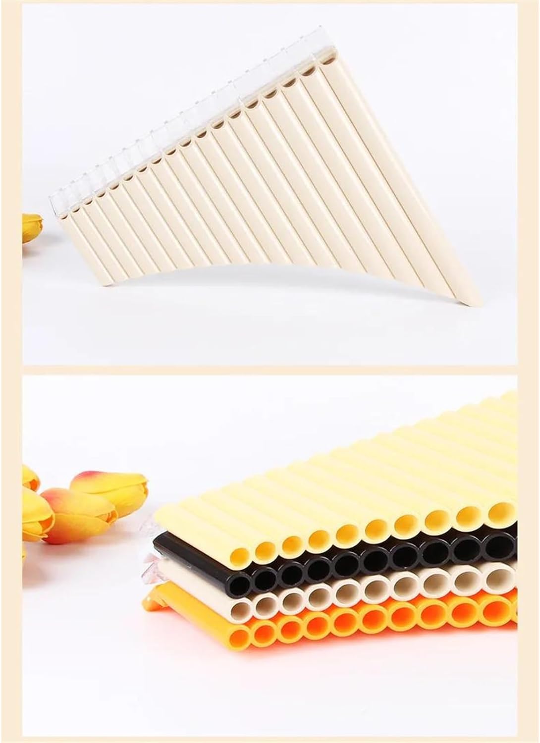 18 Pipes Pan Flute Professiona Traditional Instrument Chinese Musical Instrument A Key Flute Wind Accesories (Color : Yellow)