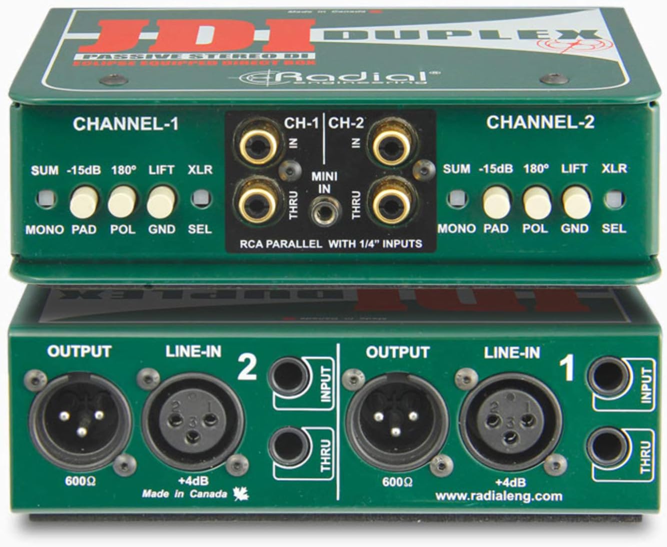 Radial Engineering JDI Duplex Mk4 Stereo DI Passive Direct Box w/ 4 Cables