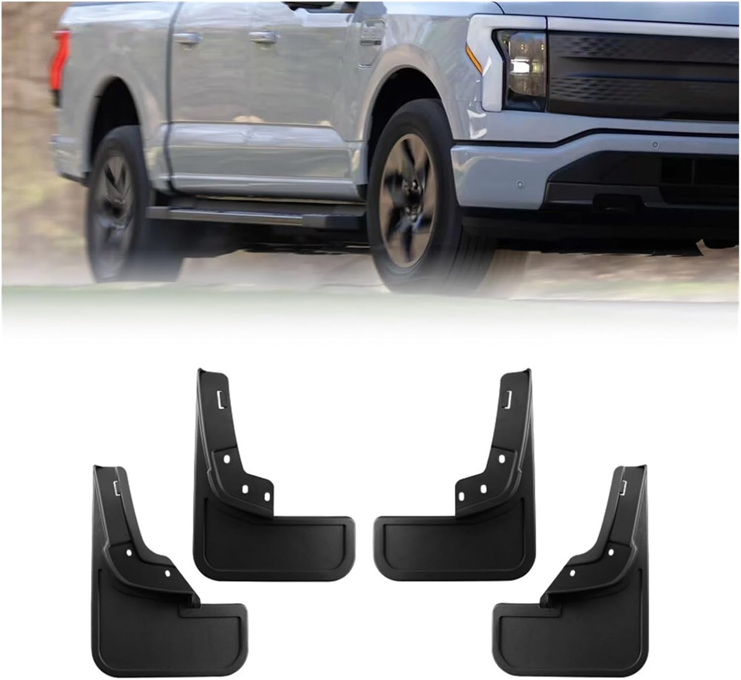 Car Front Rear Mud Flaps Fender Splash Guards Mudguards Compatible for Ford F-150 Lightning 2021 2022 2023 2024 2025 Mud Flaps Kit