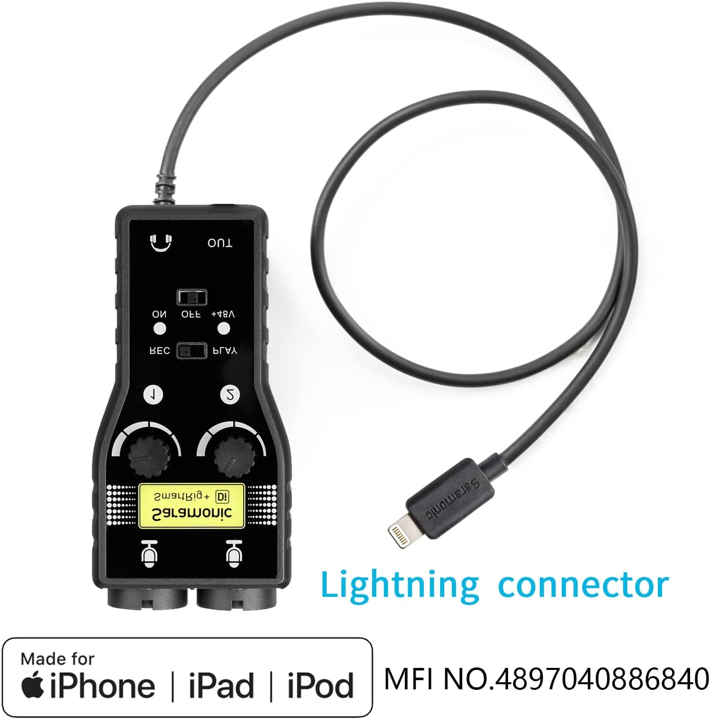 Lightning Microphone Preamp Compatible with iPhone 11 X 8 7 6 Vlog, Saramonic 2-Channel Lightning Mic XLR & 6.3mm Guitar Interface for iPad iPod, iOS Smartphone Tablet YouTube Video