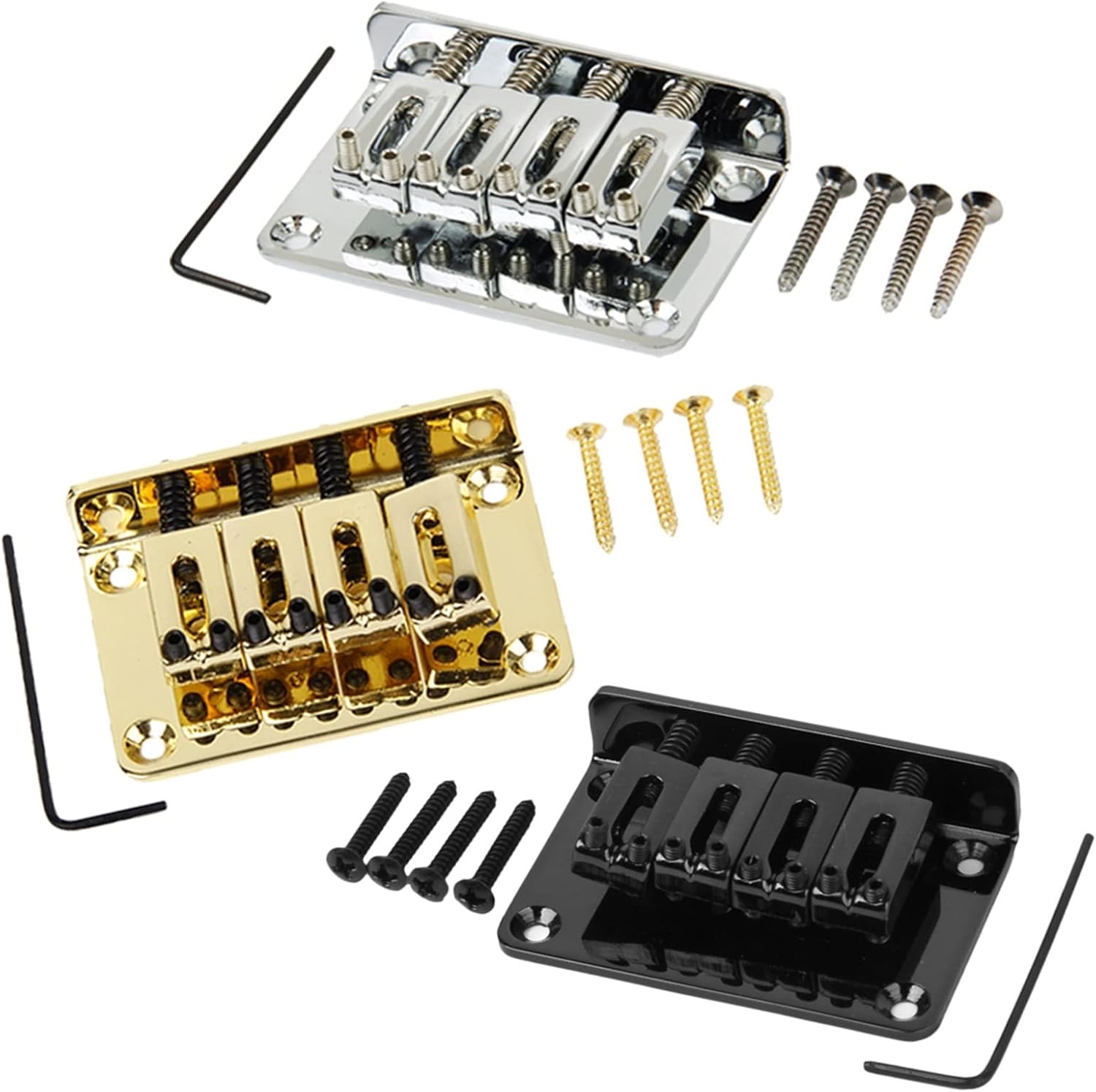 4 String Bridge Set for Electric Bass Guitar Ukulele Instrument Accs 3 Color Electric Guitar Bridge