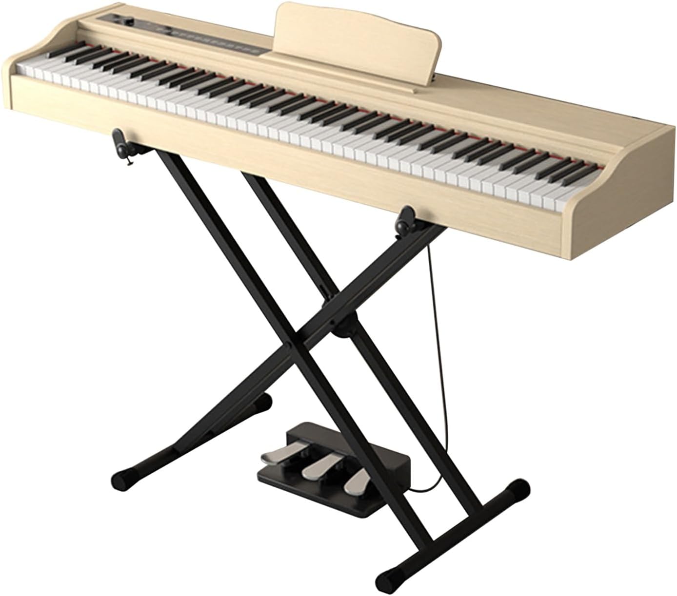 Piano Keyboard 88 Keys Full Size Electric Keyboard Piano With Velocity-Sensitive Key Portable Beginner Digital Piano With Stand, Three Pedal, Music Stand(Beige)