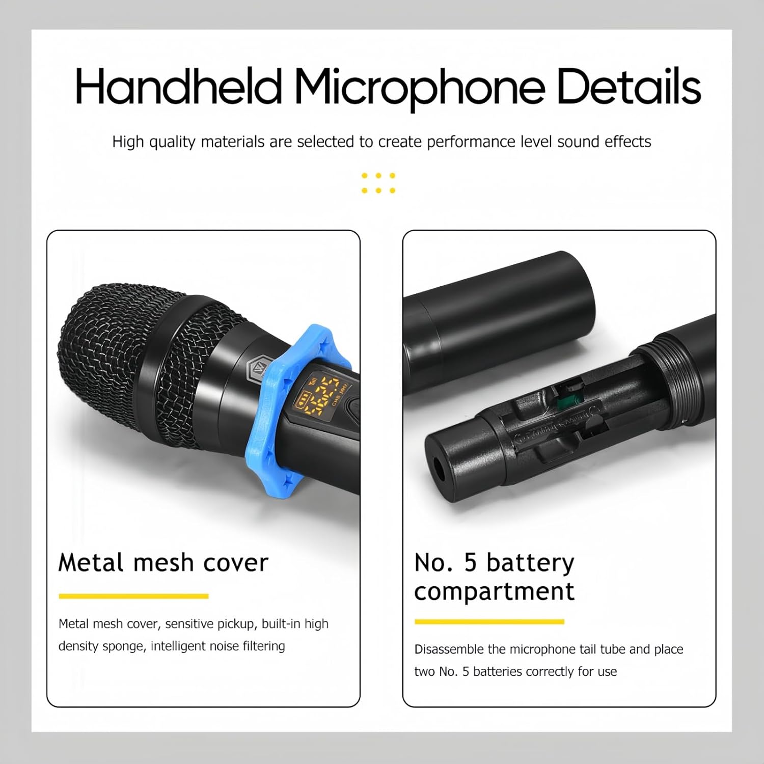 W IN-MIX UHF Wireless Microphones System with 4 Cordless Handheld and 4 Headset/Lavalier Lapel Mics, Bodypack Transmitter, Receiver, 165ft Range for Singing Karaoke Church Party