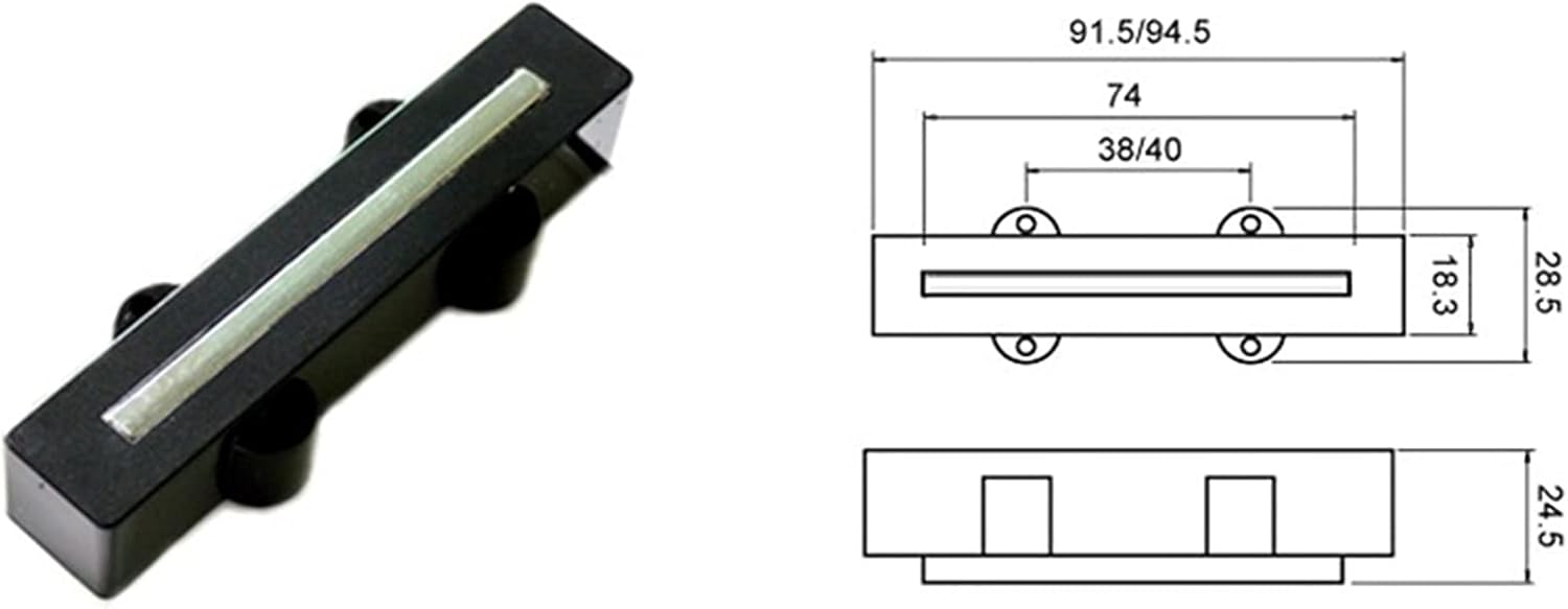 Double Coil Pickup 1 Set No Noise and Humcancelling 74mm 4 String J Bass Pickup Guitar Pickups Prewired