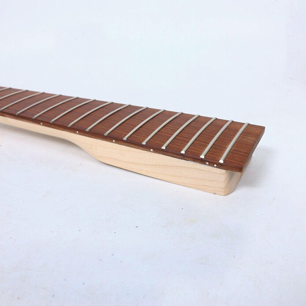 Electric Guitar Neck Unfinished P bass Guitar Neck maple 24Fret 34inch Paddle Head Rosewood No Inlay DIY guitar Neck (24Fret 34inch)