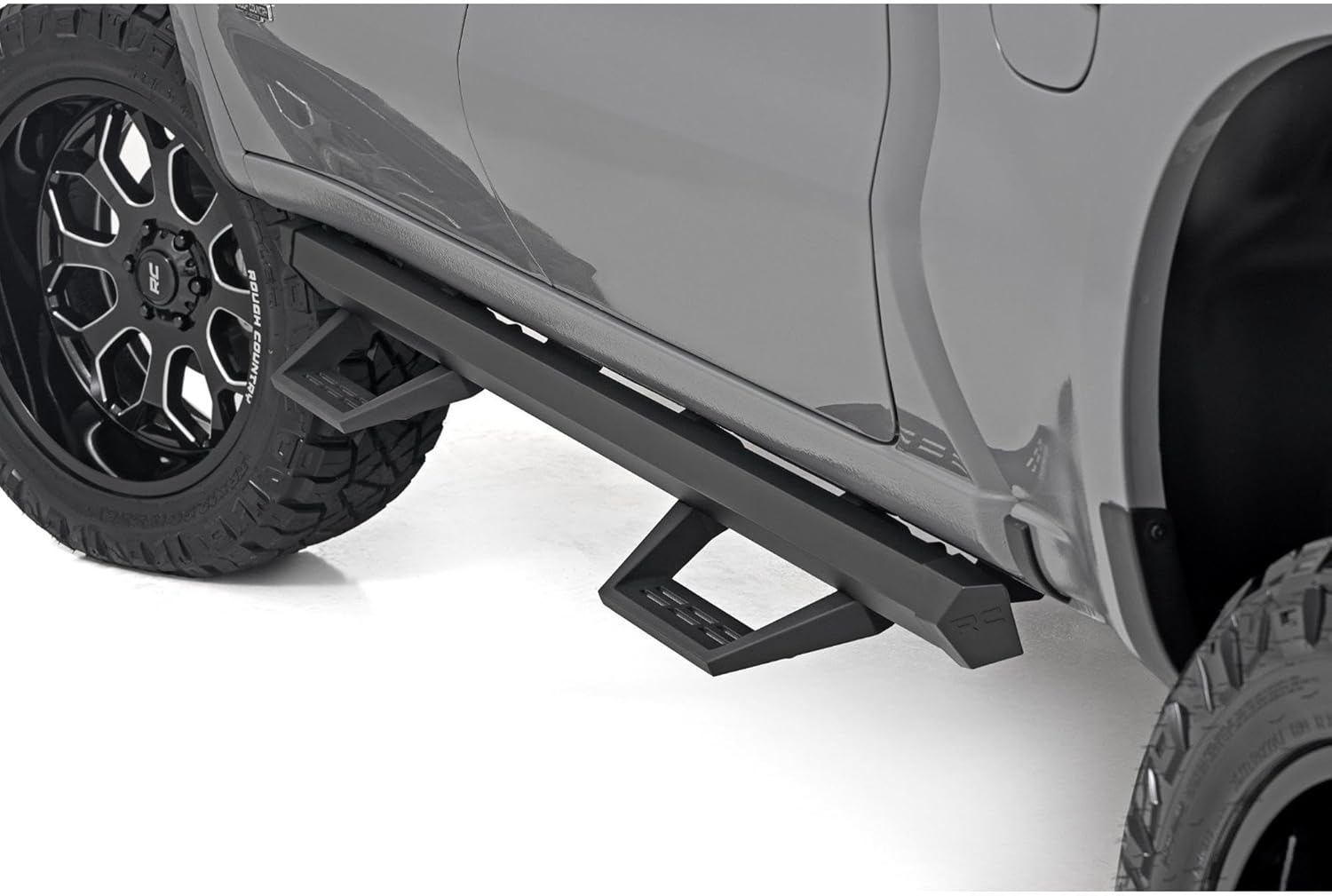 Rough Country SRL2 Aluminum Side Steps for Chevy Silverado & GMC Sierra 1500/2500HD CrewCab (2019-2026 & Refresh) - Modular Running Boards with Adjustable Step Placement