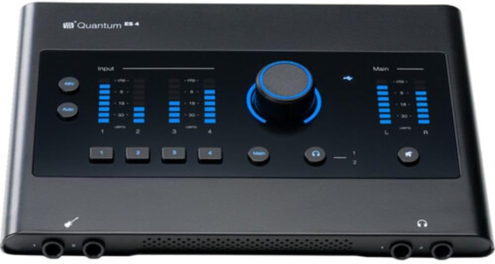 PreSonus Quantum ES 4 USB-C Audio Interface Bundle with Polsen HPC-A30 Closed-Back Studio Monitor Headphones and XLR- XLR Cable (Pair)