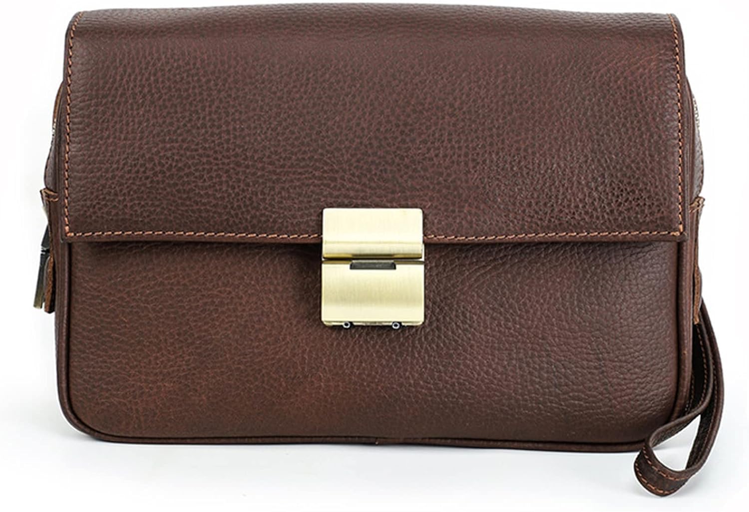 Brown Men's Wallet Retro PU Storage Package Anti -Theft Password Lock with Wristband Handbag for Storage Cell Phone Tablet Credit Card ID Card Postcard