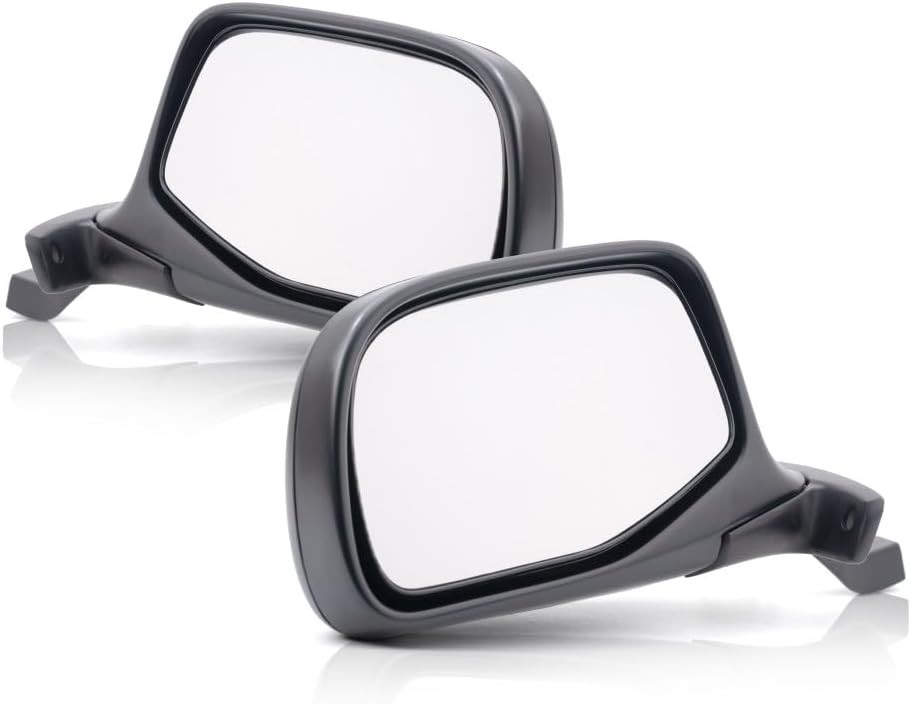 For Ford F-150 1992-1997 Door Mirror Driver and Passenger Side | Pair | Manual | Non-Heated | Non-Folding | Paddle Design | Chrome/Black | FO1320152, FO1321152 | F7TZ17683DAB, F7TZ17682DAA