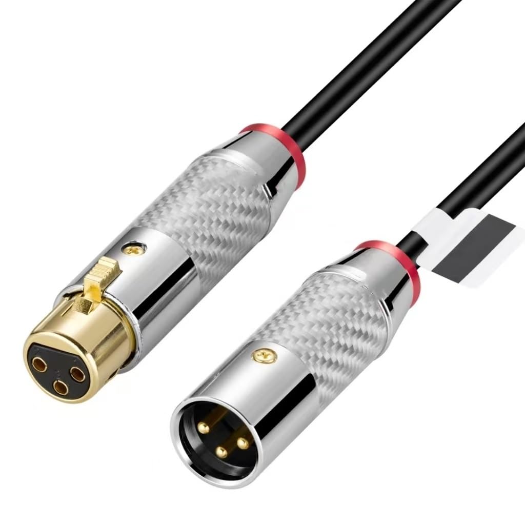 Carbon Fiber XLR Extension Cable Male to Female Gold Plated Noiseless OFC Shielded for Microphone Mixer Speaker Amplifier(White,10m)