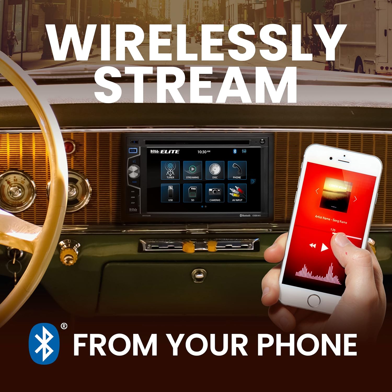 BOSS Audio Systems Elite BV755B Car Stereo System - 6.2 Inch Double Din Touchscreen, Bluetooth Head Unit, AM/FM Radio Receiver, CD Player, USB, SD, Aux In, Hook Up To Amplifier