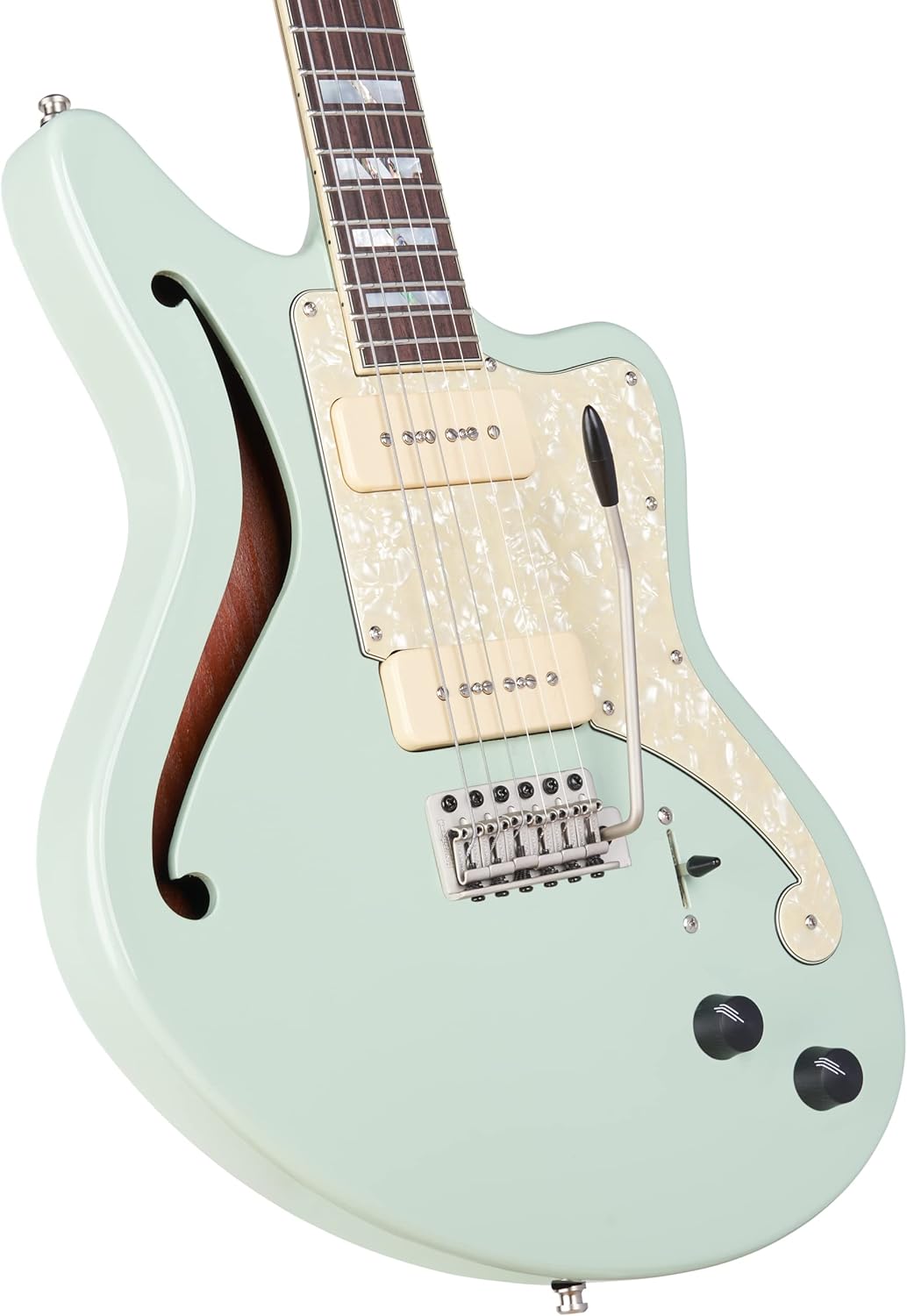 D'Angelico 6 String Solid-Body Electric Guitar, Right, Sage (DADBEDSHSAGESNTR)