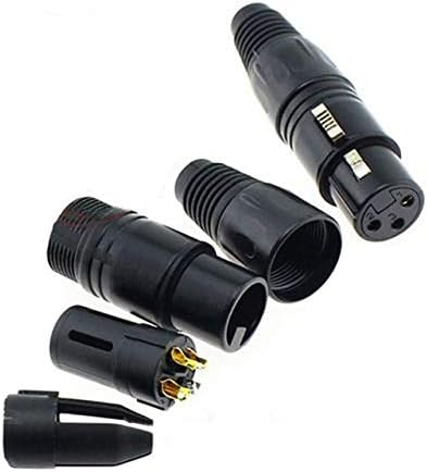 Davitu Electrical Equipments Supplies - 100pcs Microphone 3 Pin XLR Balance Connector Socket Gold Plating Black XLR Male Female Plug - (Color: female, Pins: 3P)