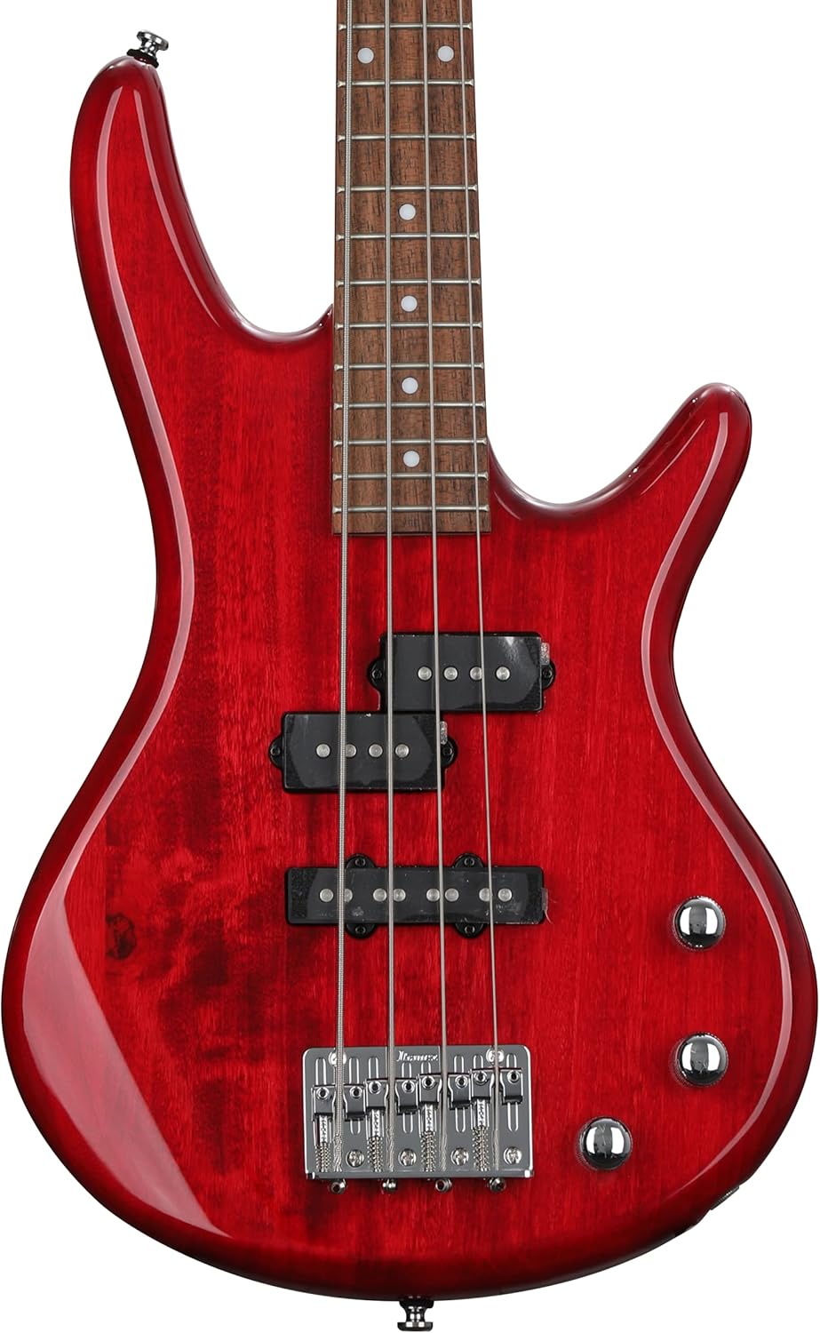 Ibanez miKro GSRM20 Bass Guitar Transparent Red and 30-Watt Bass Combo Amp Essentials Bundle with Stand, Strap, Clip-On Tuner, Cable and Picks