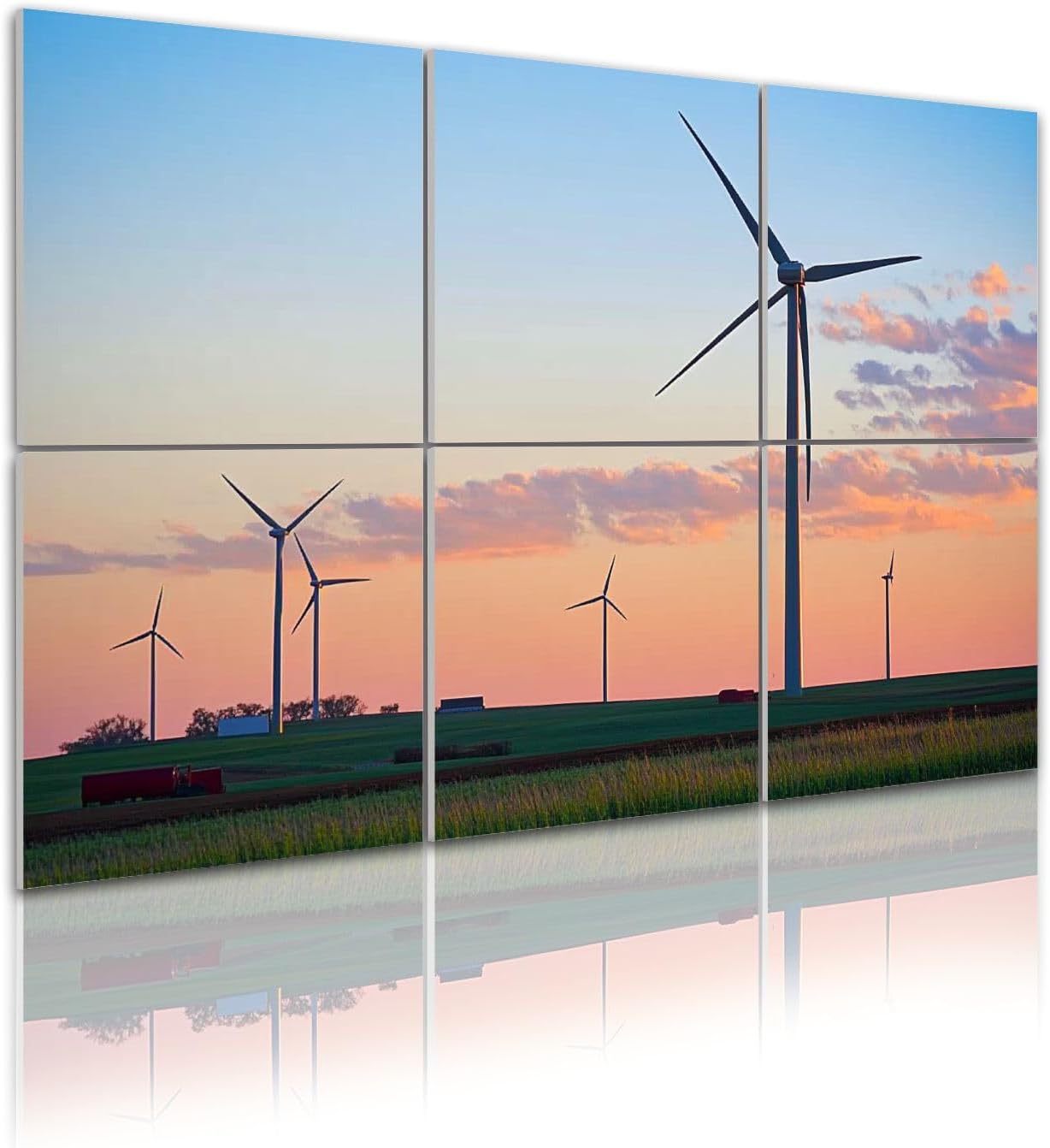 6 Pack Art Acoustic Panels Kansas Wind Farm sunset Sound Absorbing Panel 48