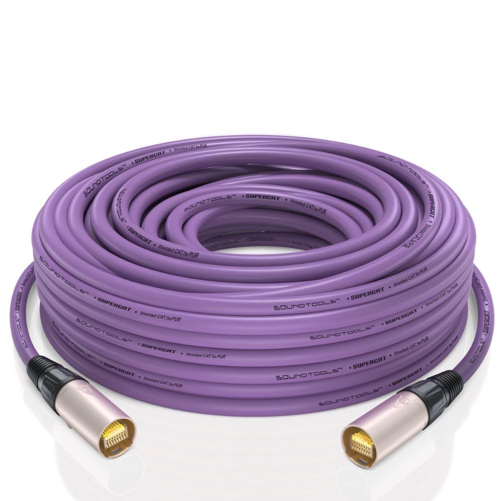 Sound Tools SuperCAT Professional Grade Shielded CAT5e etherCON Cable, Flexible Polyurethane Jacket, Neutrik Connectors (150 feet, Purple)
