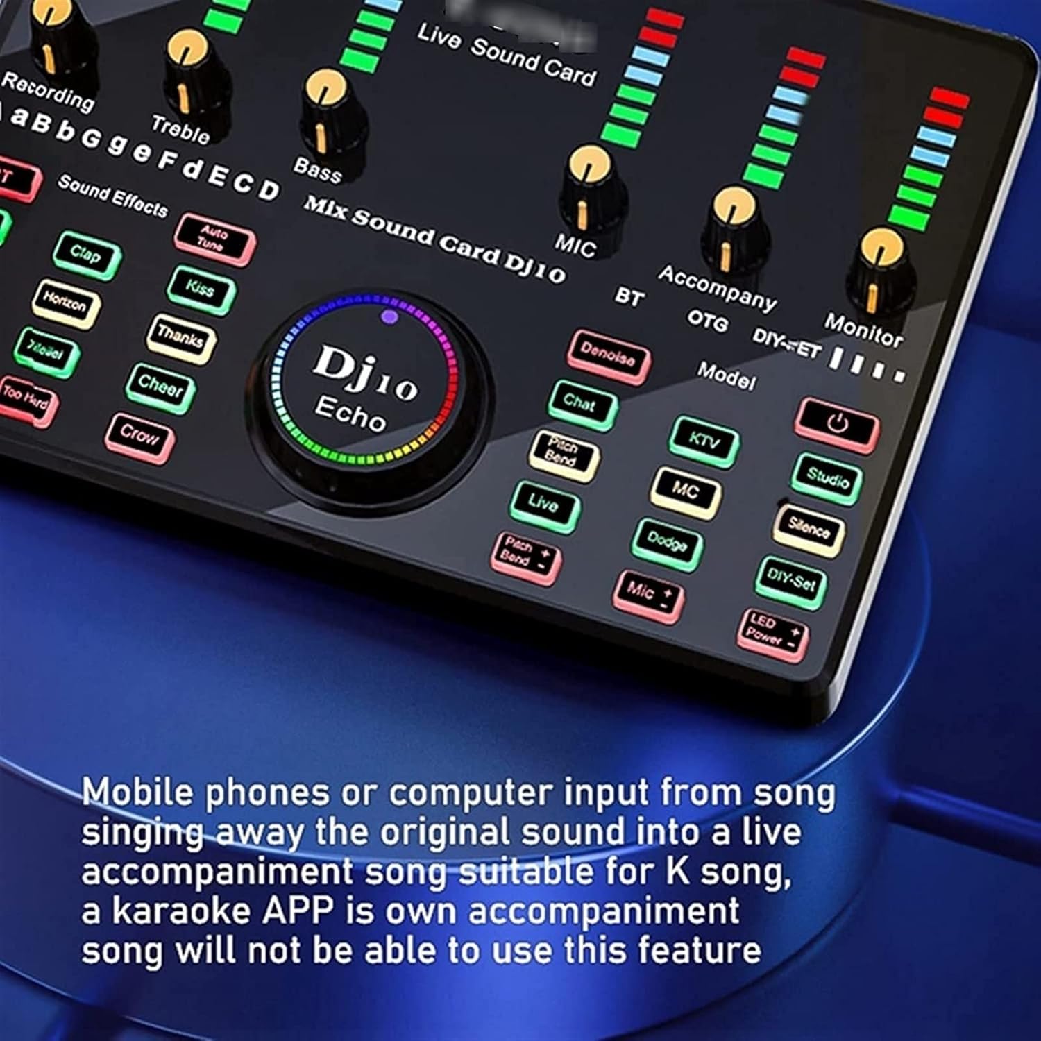Professional Audio Mixer, Microphone Wireless Karaoke With Live Streaming DJ10 Sound Card For PC Phone Singing Gaming