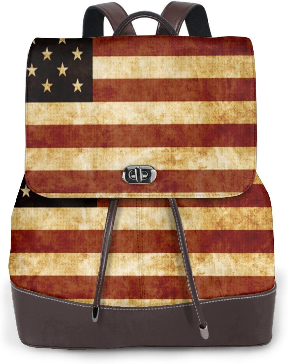American Antique Flag for Womens Backpack Purse Microfiber PU Anti-theft Large Fashion Designer Travel Bag Ladies Shoulder Bags