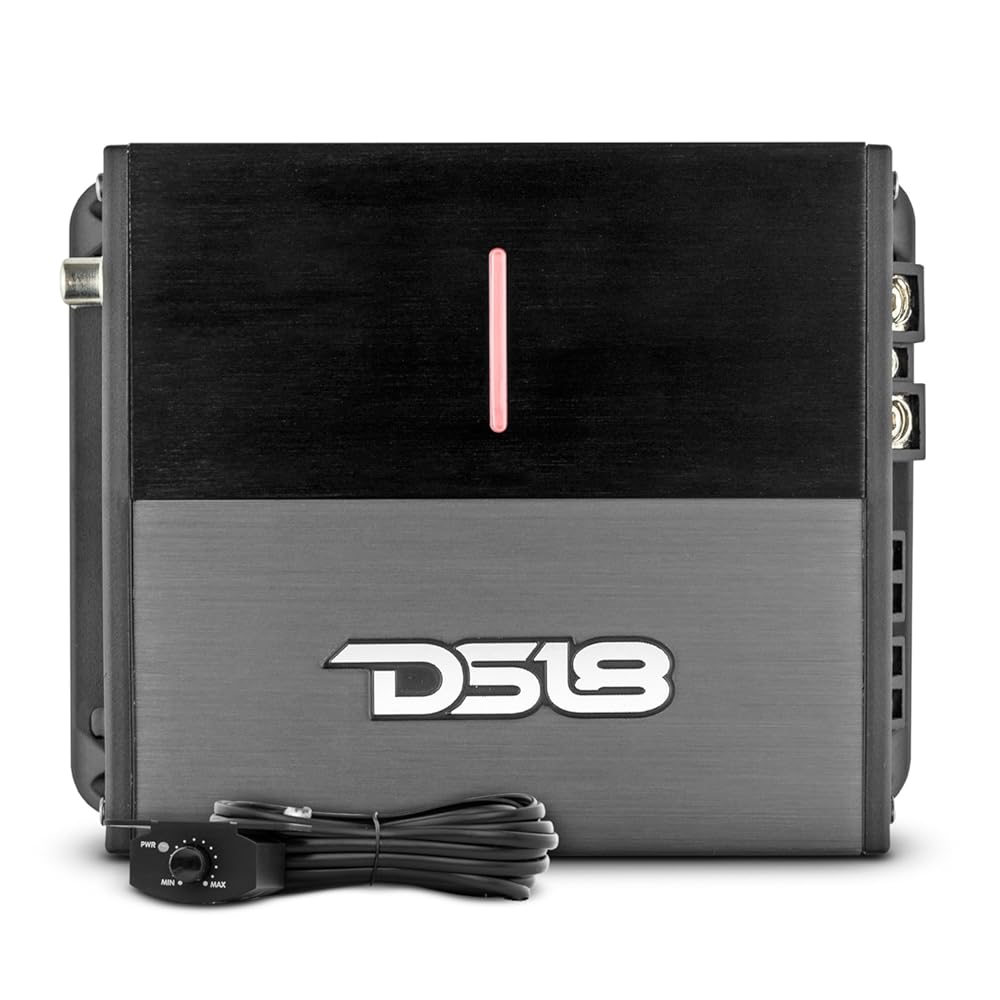 DS18 ION700.2D 2-Channel Amplifier Full Range 2 x 350W RMS @ 2-Ohm Class D, Compact Design, Digital 2 Channel Car Amplifier, Miniature Size, Remote Subwoofer Level Control Included