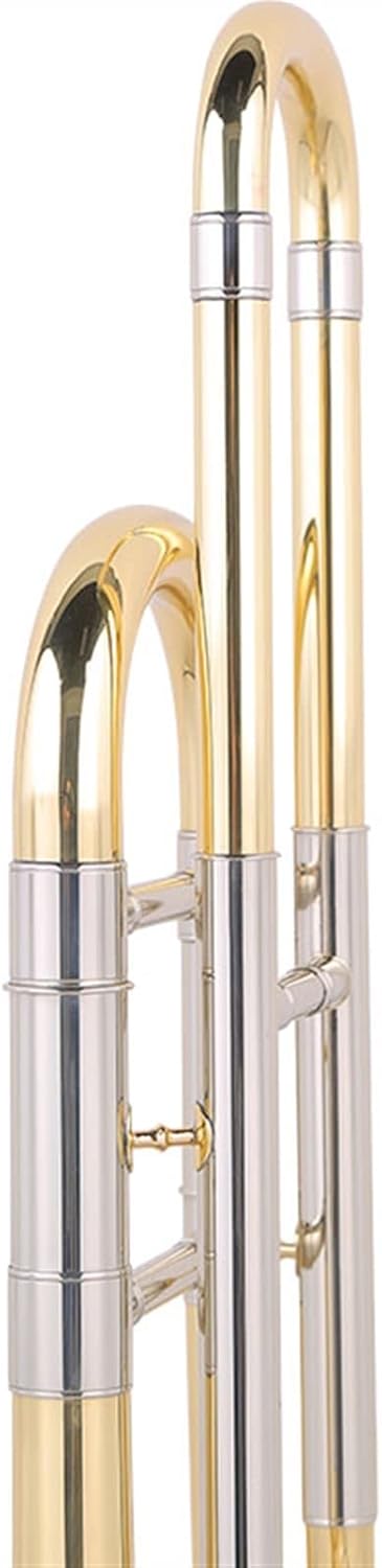 FLFL Student Trombone Brass Lacquered Gold Trombone Instrument with B Flat and F Keys is Suitable for Band Examination Performance
