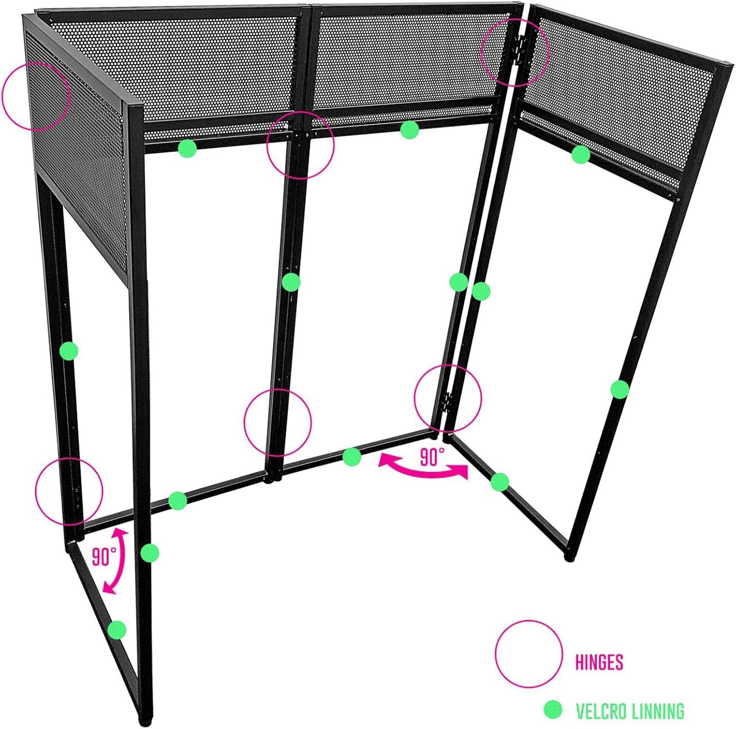 DJ Event Booth Facade DJ Facade Table Station,51x101.5x115 cm Foldable DJ Booth Flat Table Top w/White & Black Scrim,Padded Carrying Bag