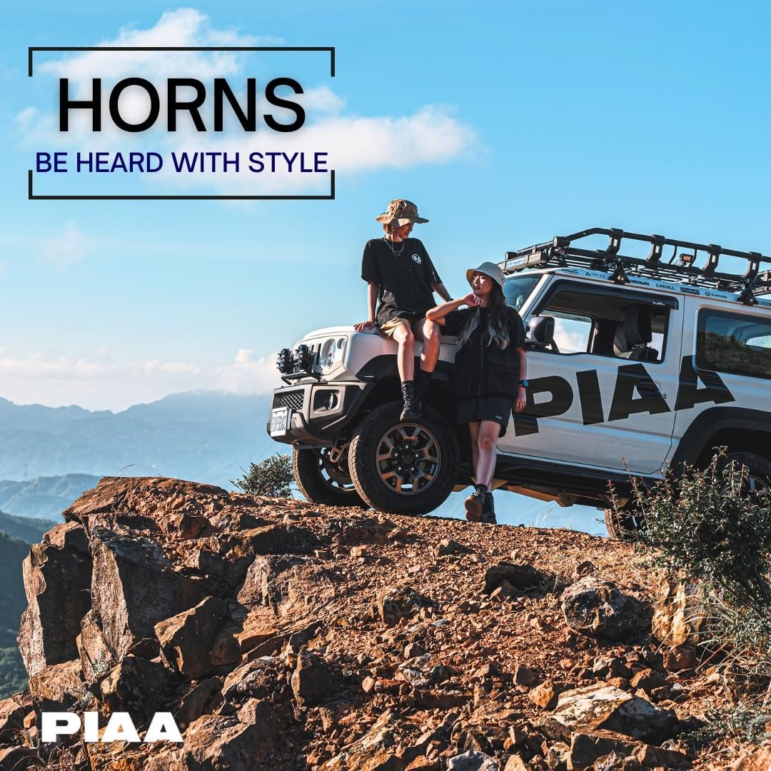 PIAA 85112 Universal Loud Horn for Car Truck Motorcycle SUV UTV ATV Van Sports High Tone 500hz + 600hz 115dB Truck Horns for Pickups Replacement Kit (Pack of 2)