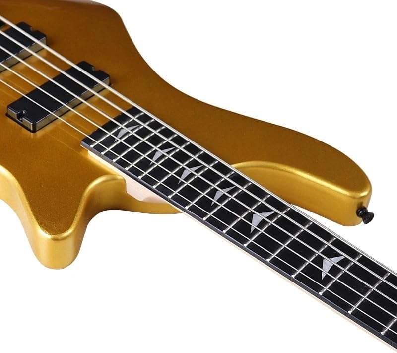 43 Inch Electric Bass Guitar, Solid Okoume Wood, High Gloss Champagne Gold Finish, Canada Maple Neck, 24 Frets(M3 5 string)