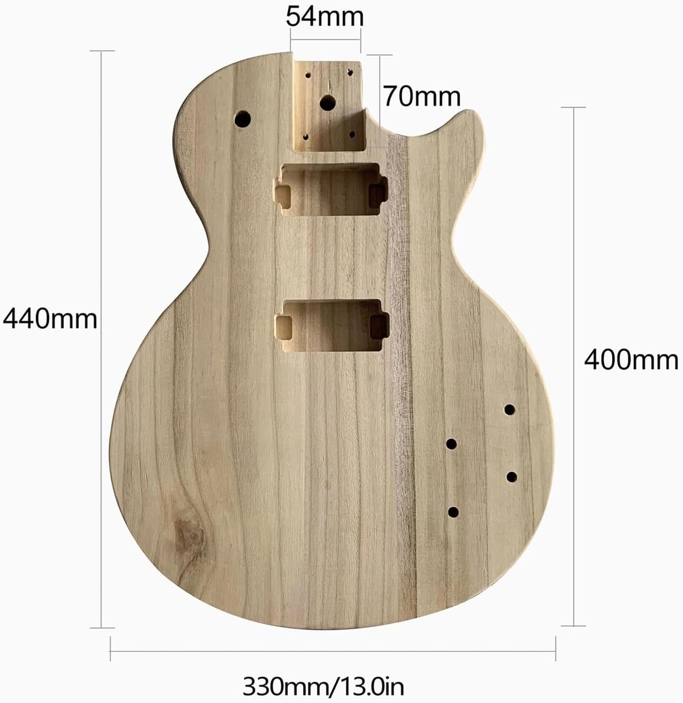 Solid Maple Wood Guitar Body Blank – Pre-Drilled Holes for DIY Bass Guitar Customization, Unfinished Surface (Luthier Supplies)
