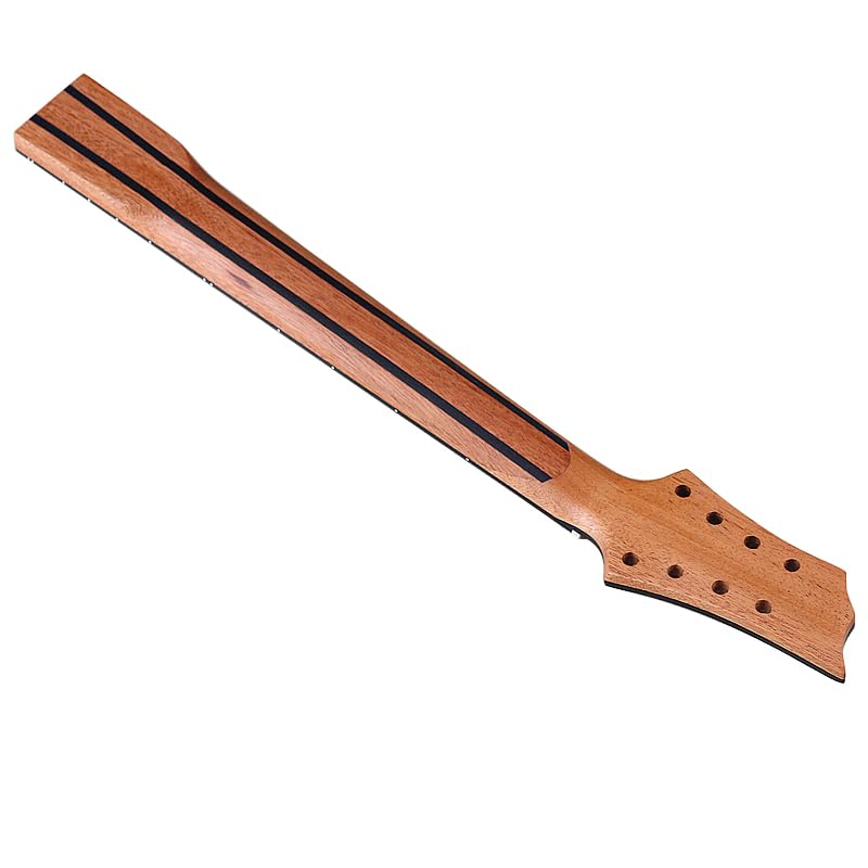 Guitar Part for 8 Strings Electric Guitar Neck 24 Frets Okoume Wood Neck Black with Double Truss Rod Double Back Line 7.5cm Heel Width